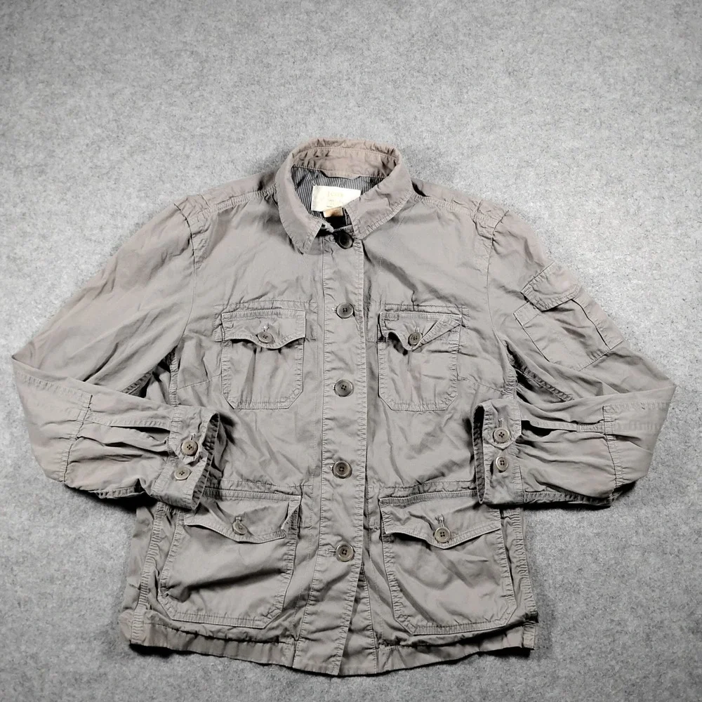 J.Crew Classic Twill Chino Utility Jacket Women's M Gray Weathered Field Coat